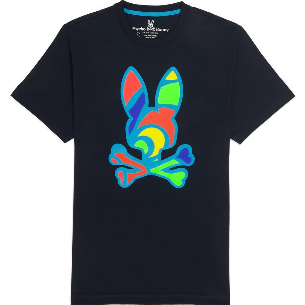 Psycho Bunny Black and Multicolor Short Sleeve Tee